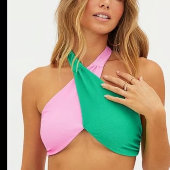 NWT - Beach Riot Jessica Colorblock Top in Coral Beach - Picture 1 of 5